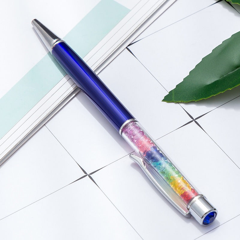 Whoelsale Pens Rainbow Crystal Pen Fragmented Diamond Fashion Metal Office Pen
